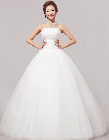 Ball Gown Strapless Floor Length Organza Dresses for Spring Wedding