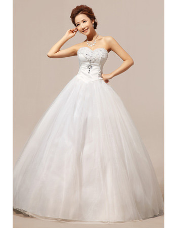 Custom Ball Gown Sweetheart Floor Length Satin Organza Wedding Dresses