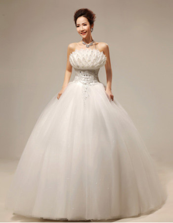 Inexpensive Ball Gown Floor Length Wedding Dresses with 3D Flowers