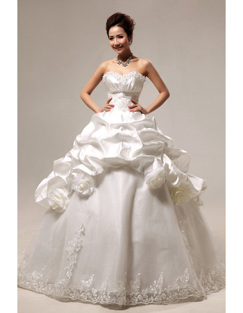 Custom Pick-Up Skirt Ball Gown Sweetheart Floor Length Wedding Dresses
