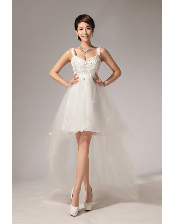 Informal Asymmetric High-Low Empire Straps Organza Wedding Dresses