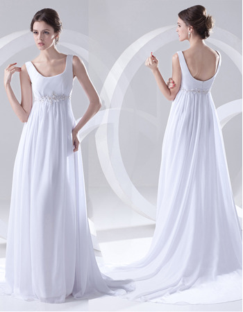 Affordable Vintage Empire Scoop Sweep Train Chiffon Wedding Dresses