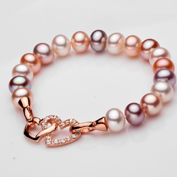 Affordable Multicolor 8.5 - 9.5mm Freshwater Off-Round Bridal Pearl Bracelet