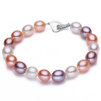 Stunning Multicolor 9 - 10mm Freshwater Drop Bridal Pearl Bracelet