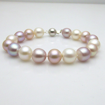Multicolor 9.5 - 10.5mm Freshwater Off-Round Bridal Pearl Bracelet