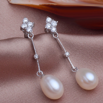 White/ Purple/ Pink 8.5 - 9.5mm Freshwater Drop Pearl Earring Set