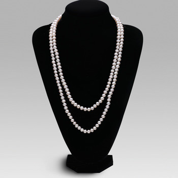 Discount White 6.5 - 8.5mm Freshwater Off-Round Pearl Necklace