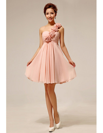 Discount Elegant One Shoulder Chiffon Empire Short Bridesmaid Dresses