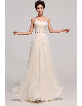 Discount One Shoulder Chiffon Floor Length A-Line Bridesmaid Dresses