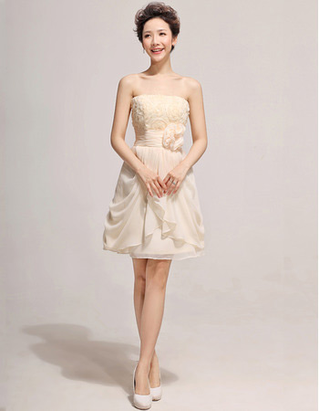 Elegant Short Chiffon Strapless A-Line Bridesmaid Dresses for Spring