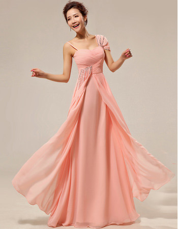 Custom Asymmetric Chiffon Floor Length Sheath Bridesmaid Dresses