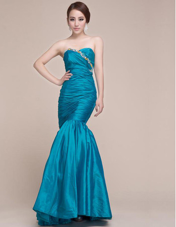 Custom Mermaid Sweetheart Floor Length Taffeta Evening/ Prom Dresses