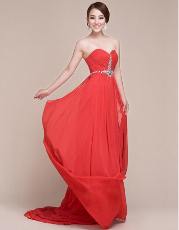 Discount Chiffon Sweetheart Sweep Train Column Evening/ Prom Dresses