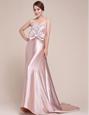 Sexy Formal Satin Sweetheart Sweep Train Sheath Evening/ Prom Dresses