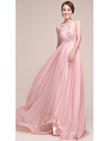Sexy Empire Chiffon Sweep Train Evening/ Prom Dresses for Spring