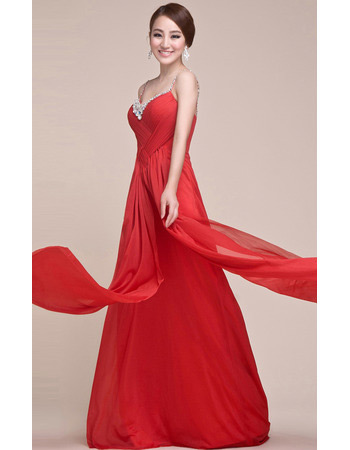 Discount Spaghetti Straps Chiffon Floor Length Evening/ Prom Dresses