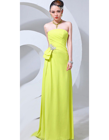 Strapless Chiffon Sheath Long Evening/ Prom Dresses for Spring