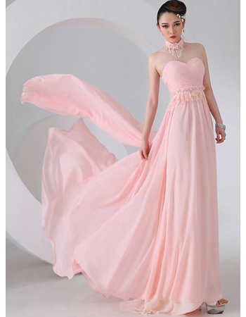 Sheath Sweetheart Chiffon Long Evening/ Prom Dresses for Spring