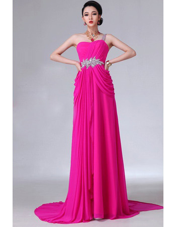 Custom One Shoulder Chiffon Column Long Evening/ Prom Dresses