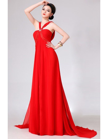 Custom V-Neck Sheath Chiffon Floor Length Evening/ Prom Dresses