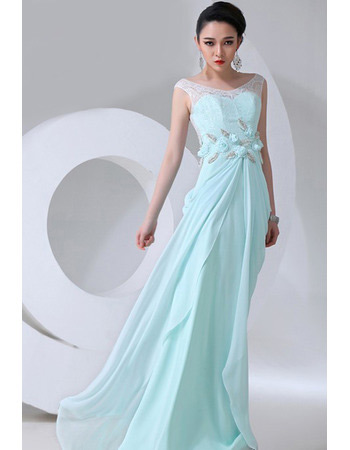 Discount Chiffon Sheath Scoop Floor Length Evening/ Prom Dresses