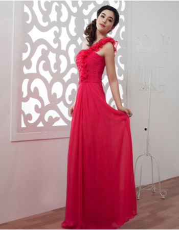 Discount One Shoulder Chiffon Floor Length Sheath Evening/ Prom Dresses