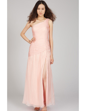 Sexy and Elegant One Shoulder Chiffon Long Sheath Evening Dresses