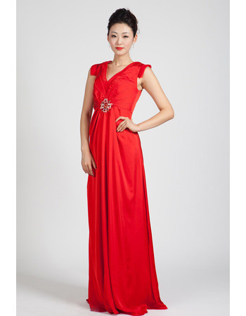 Sexy V-Neck Column/ Sheath Floor Length Chiffon Evening Dresses