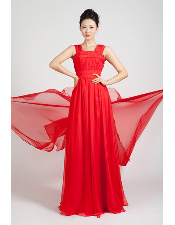 Custom Formal Chiffon Floor Length Straps A-Line Evening Dresses