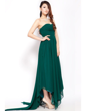 Sexy Asymmetric Chiffon Empire Sweetheart Sweep Train Evening Dresses