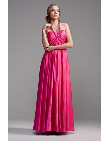 Custom Sexy Halter Empire Floor Length Satin Evening Dresses