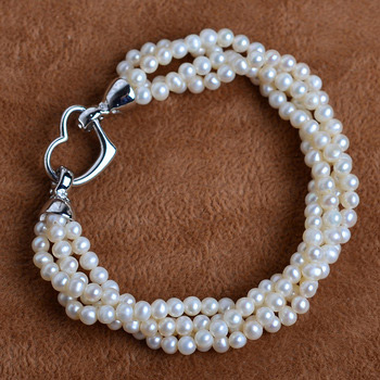 Elegant White 3mm Freshwater Off-Round Bridal Pearl Bracelets