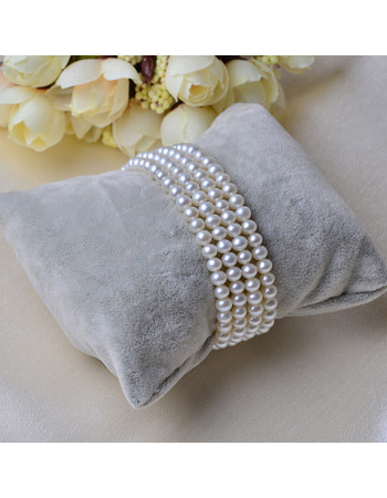 Elegant White 5mm Freshwater Natural Round Bridal Pearl Bracelets