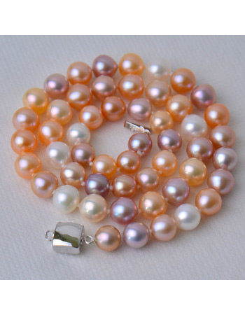 Stunning Multicolor 7.5 - 8.5mm Freshwater Off-Round Pearl Necklaces