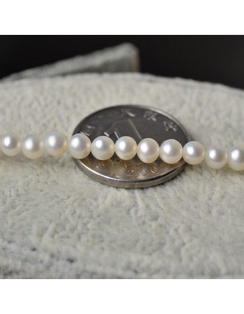 Inexpensive Classic White 3 - 4mm Freshwater Off-Round Pearl Necklaces