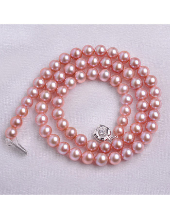 Affordable Classic Pink 6 - 6.5mm Freshwater Round Pearl Necklaces