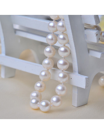 Gorgeous White 7.5-8.5mm Freshwater Off-Round Bridal Pearl Necklaces
