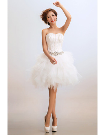 Discount Bubble Skirt Sweetheart Organza Short Beach Wedding Dresses