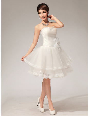 Informal A-Line Sweetheart Organza Short Beach Wedding Dresses