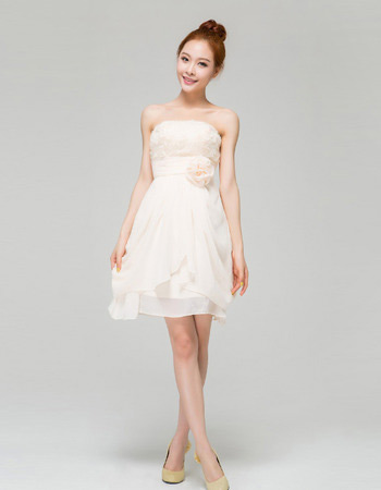 Inexpensive Chiffon Strapless A-Line Short Beach Wedding Dresses