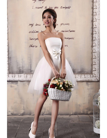 Discount Custom Organza Strapless A-Line Short Beach Wedding Dresses