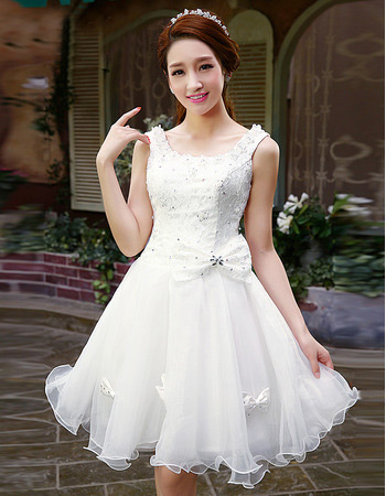 Affordable A-Line Organza Short Reception Wedding Dresses for Summer