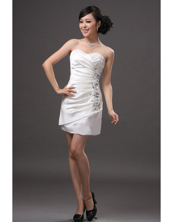 Custom Sheath/ Column Sweetheart Satin Short Beach Wedding Dresses