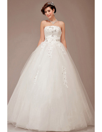 Sexy Ball Gown Strapless Floor Length Organza Wedding Dresses