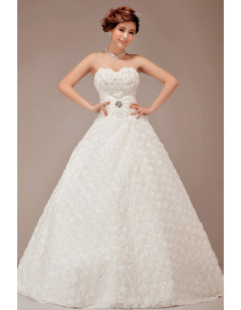 Custom Floral A-Line Sweetheart Floor Length Wedding Dresses