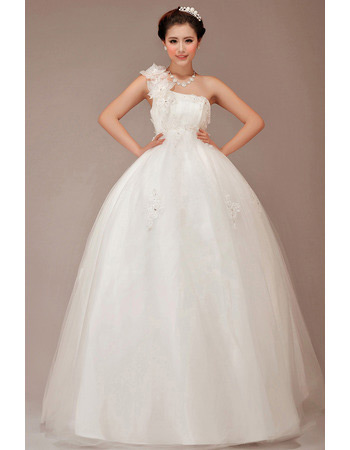 Elegant One Shoulder Ball Gown Floor Length Wedding Dresses