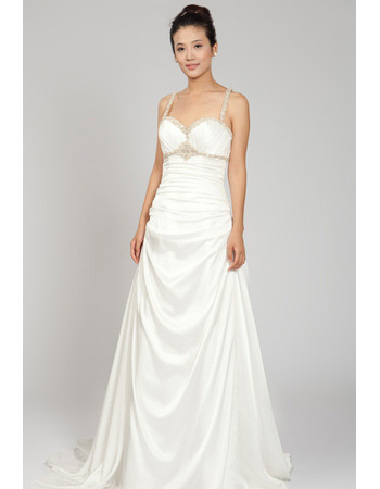 Sexy Spaghetti Straps Court Train Satin Sheath Wedding Dresses