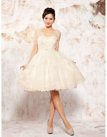 Informal Casual Straps A-Line Organza Short Beach Wedding Dresses