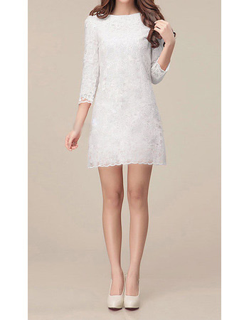 Elegant Long Sleeves Lace Sheath/ Column Short Beach Wedding Dresses