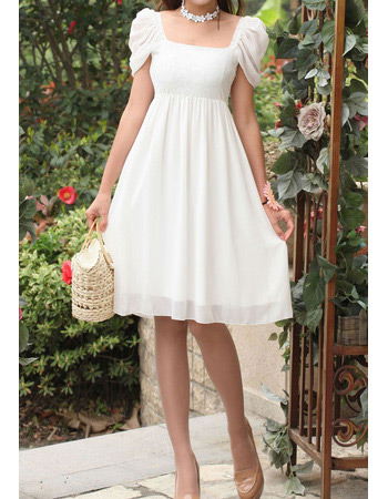 Cap Sleeves Chiffon Empire Short Dresses for Summer Beach Wedding